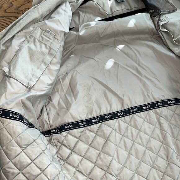 Vintage Tan Bass Lined Field Jacket with Removable Leather Collar-Large - Picture 6 of 7